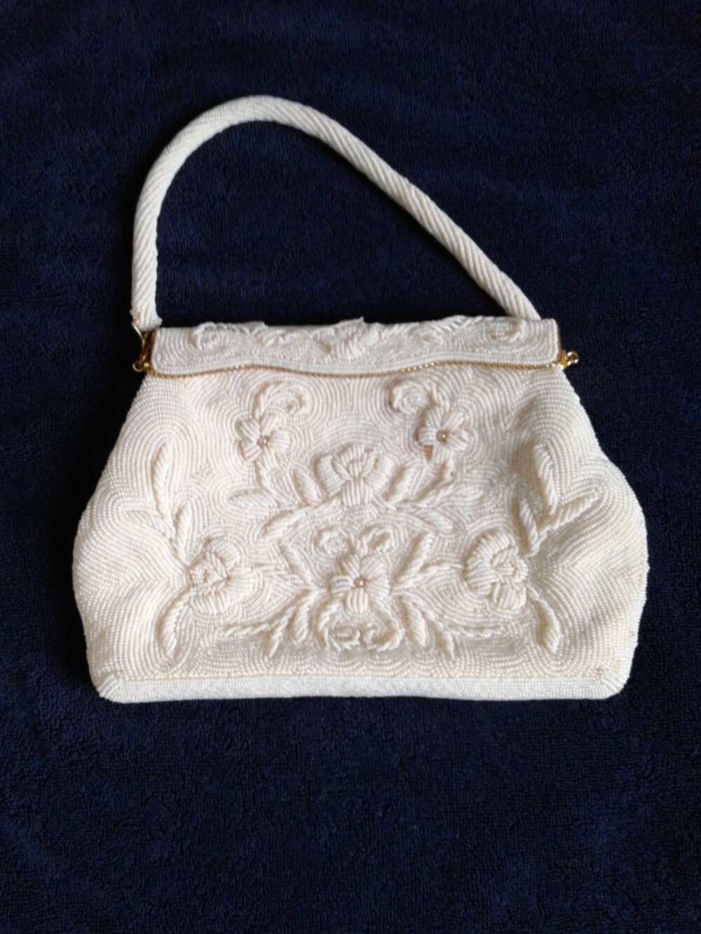Cream Beaded Purse